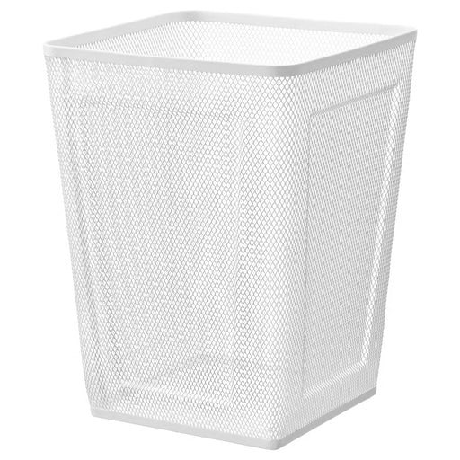 IKEA DRÖNJÖNS white metal mesh wastepaper basket with felt base protectors #40460108