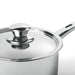 Close-up of IKEA DVÄRGKRÄFTA stainless steel saucepan with sturdy riveted handle and reflective interior