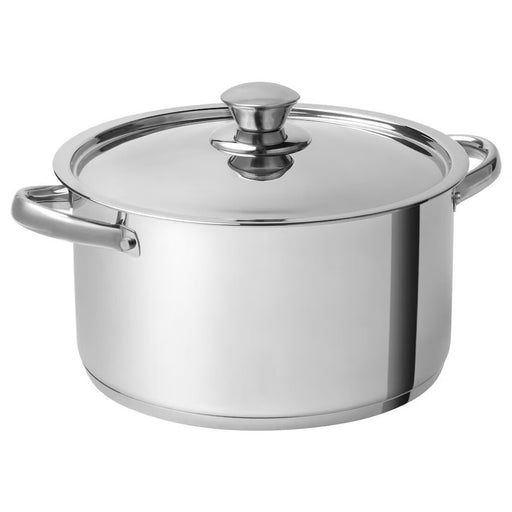 DVÄRGKRÄFTA 5.5L stainless steel pot with glass lid by IKEA on white background