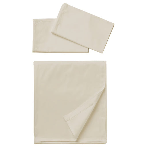 IKEA DVALA flat sheet and 2 pillowcase set beige cotton bedding #60627777