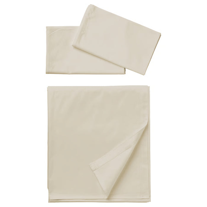 IKEA DVALA flat sheet and 2 pillowcase set beige cotton bedding #60627777