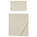 IKEA DVALA cotton flat sheet and pillowcase set in beige, folded and stacked #40627778