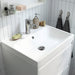 IKEA EKOLN soap dispenser beige close-up showing smooth curved stoneware body and pump detail