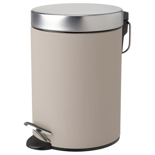 IKEA EKOLN beige waste bin with soft-close lid and back handle, front view #50493014