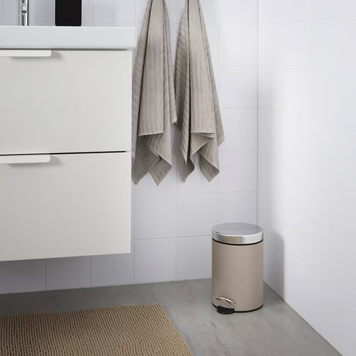 IKEA EKOLN beige 3L waste bin product video showing lid mechanism and design