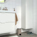 IKEA EKOLN beige 3L waste bin, side view showing round body and pedal