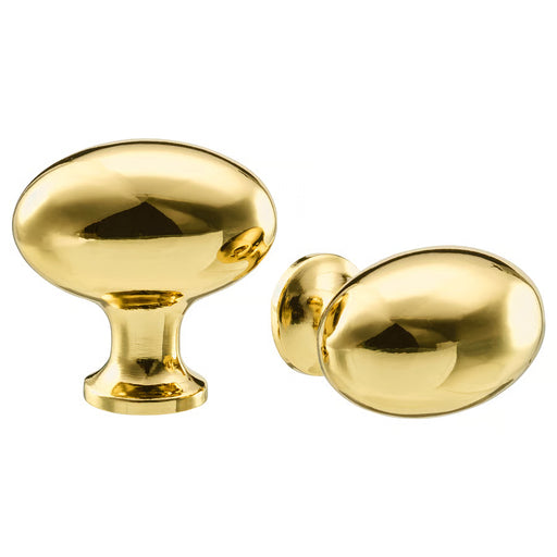 IKEA ENERYDA brass-colour cabinet knobs 35mm, shiny rounded traditional design, pack of 2 #00347534