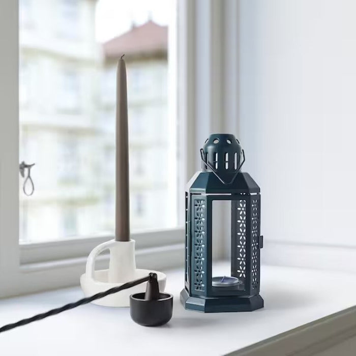 IKEA ENRUM Lantern for tealight, in/outdoor, black-blue,