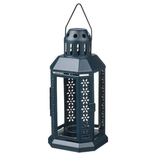 Digital Shoppy IKEA Lantern for tealight,  Black-blue-colour, 22 cm (9 ") indoor outdoor decoration lighting occasions party , Create an Inviting Atmosphere with Our IKEA Lantern for Tealight,  Black-blue-Colour - 22 cm 