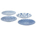 IKEA ENTUSIASM side plate set of four patterned blue 18cm diameter on a table #00505359