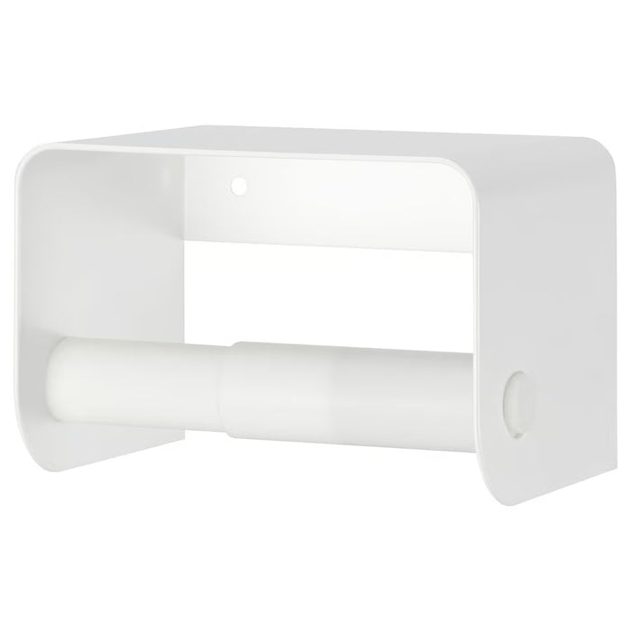 IKEA ENUDDEN white wall-mounted toilet roll holder with lid shelf, front view #90629968