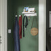 IKEA ENUDDEN white wall shelf with 3 hooks shown in compact bathroom corner setting