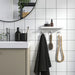  IKEA ENUDDEN white shelf with hooks styled in bathroom with towels and accessories