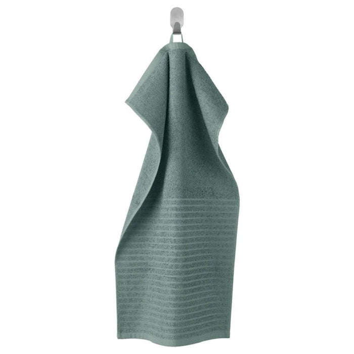 Ikea Bathroom Accessories Set, Includes Bath Mat Turquoise, 40x60 cm, Hand Towel Grey-Turquoise, 40x70 cm, 2 Black Wall Hooks