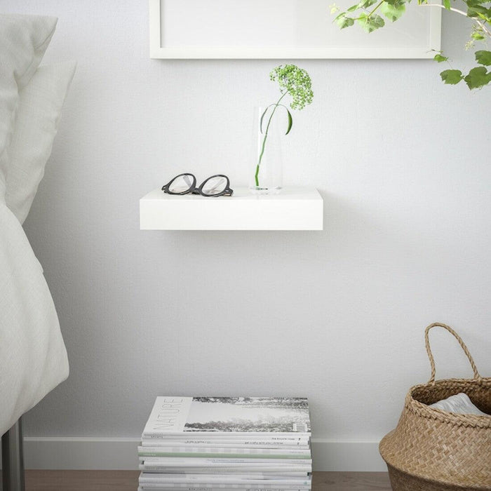 IKEA LACK Side table, white35x35 cm (13 3/4x13 3/4 ") with LACK Wall shelfLACK Wall shelf, white, 30x26 cm