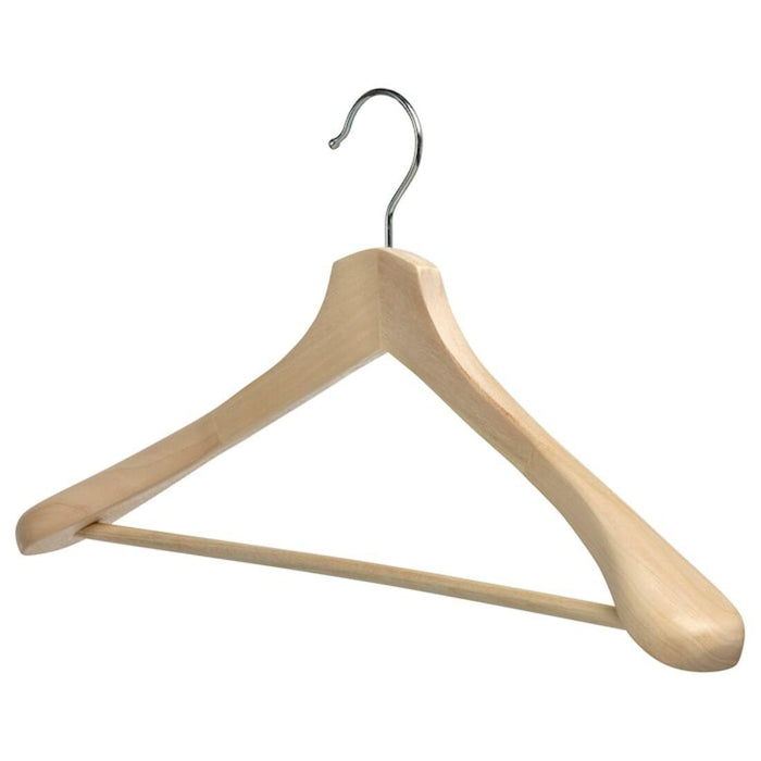 IKEA BUMERANG Coat hanger, natural with RÅGODLING Clothes cover, textile striped/beige anthracite