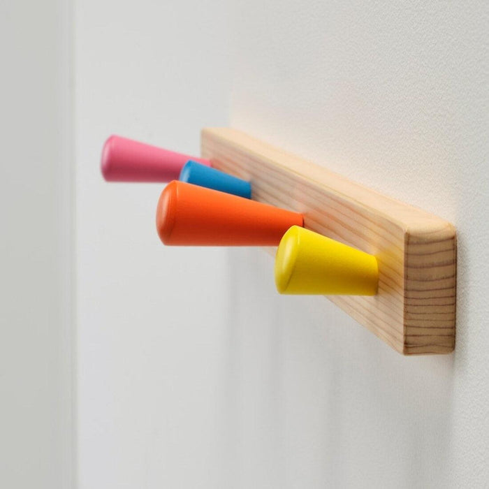IKEA FLISAT Knob Rack with 4 knobs with Children's Coat-Hanger, Mixed Colours