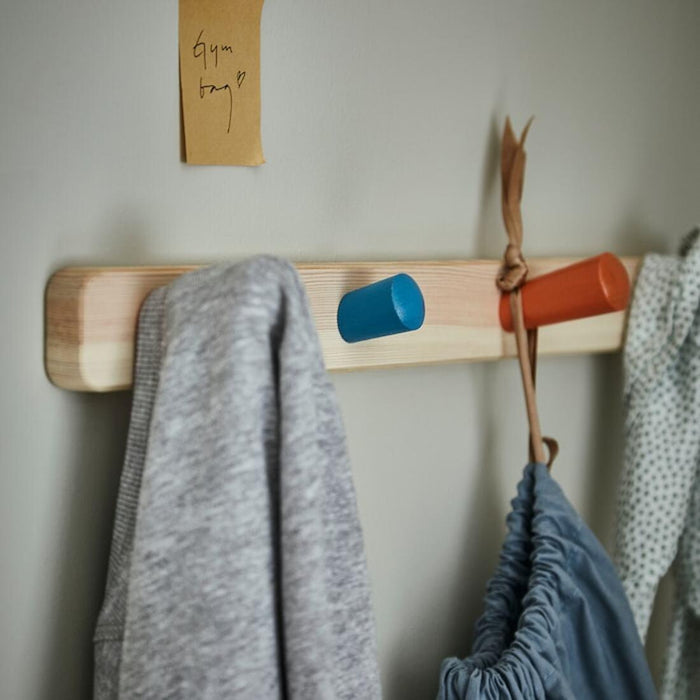 IKEA FLISAT Knob Rack with 4 knobs with Children's Coat-Hanger, Mixed Colours