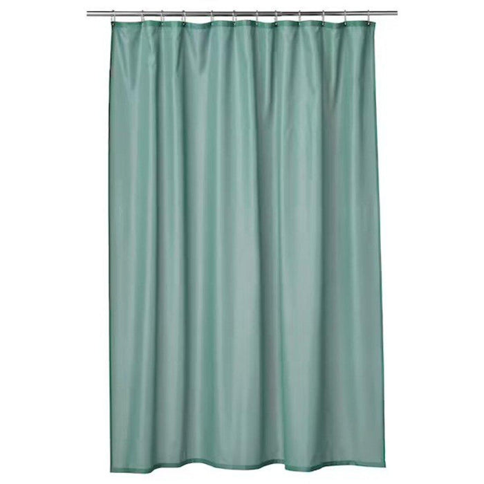 IKEA VÄNNEÅN/BOTAREN Shower curtain, grey-turquoise180x200 cm with Shower Curtain Rod, White, 70-120 cm (28-47 ")