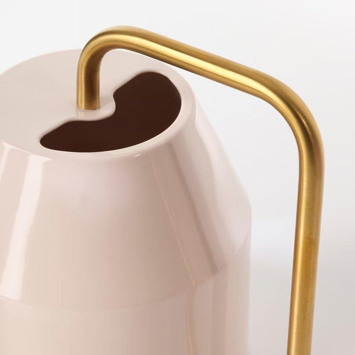 IKEA VATTENKRASSE Watering can, pale pink/gold-colour0.9 l with KLARBÄR Plant pot with saucer, in/outdoor brown, 12 cm
