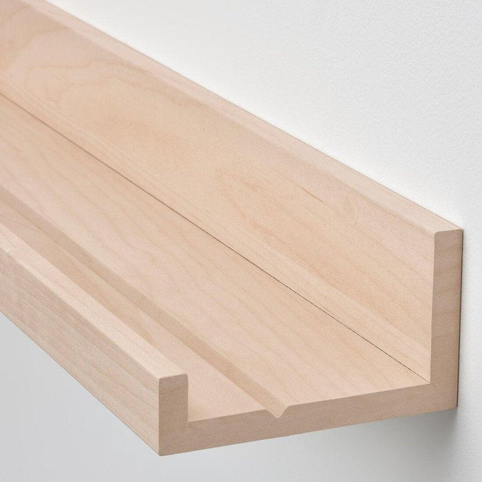 Close-up of IKEA MOSSLANDA birch effect ledge, 55 cm, for modern home decor 80511342