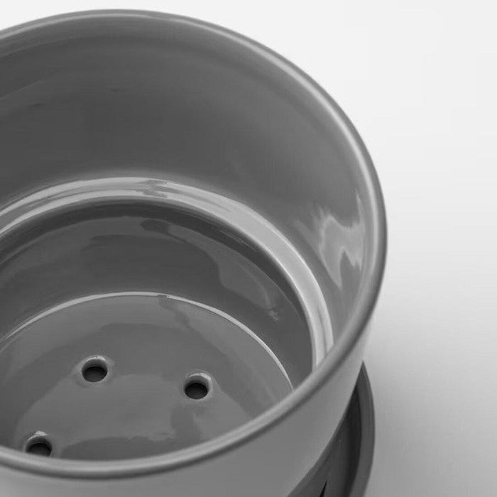 IKEA VATTENKRASSE Watering can, light grey/gold-colour, 0.9 l with CITRUSFRUKT Plant pot with saucer, in/outdoor grey9 cm