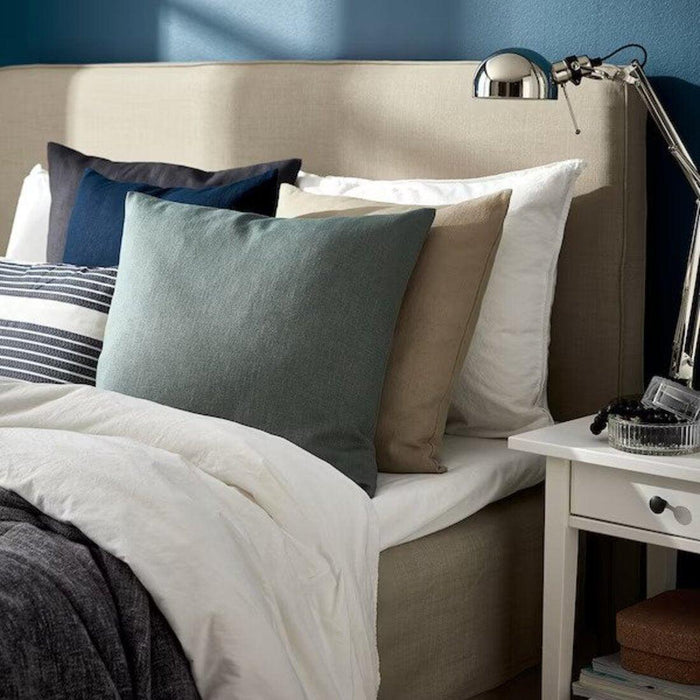 IKEA ANNANSTANS Cushion Cover, Handmade Green/Black/red,50x50 cm -Pack of (2) with VIGDIS Cushion cover, pale green50x50 cm (20x20 ")