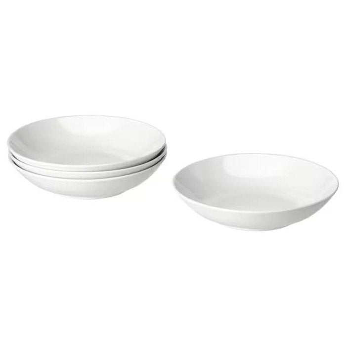 IKEA  KRÖSAMOS Place mat, striped/yellow red-brown, 45x35 cm  pack of 4 with  GLADELIG Bowl, grey, 11 cm and GODMIDDAG Deep plate, white, 23 cm  pack of 4 and  Spoon,19cm and  Paper napkin, white30x30 cm