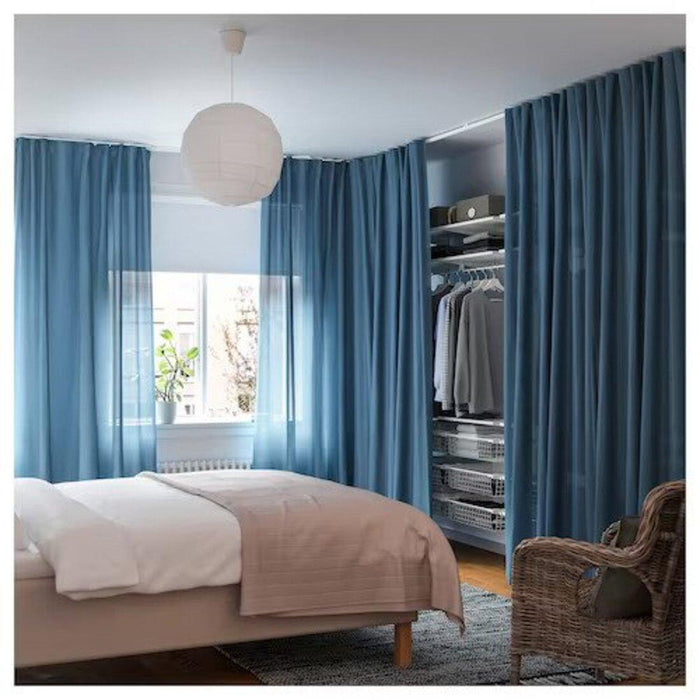 IKEA BENGTA Block-out curtain, 1 length, light grey, 210x250 cm  with  VIDGA Single track rail, included ceiling fittings/white 140 cm