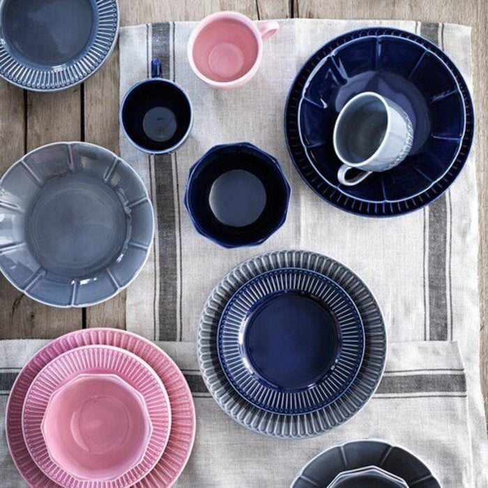 IKEA ORDENTLIG Place mat, off-white46x33 cm  4pack with Bowl, stoneware pink pack of 4 and  Deep plate, 20 cm pack of 6 Spoon, stainless steel, 19cm and Paper napkin, white30x30 cm