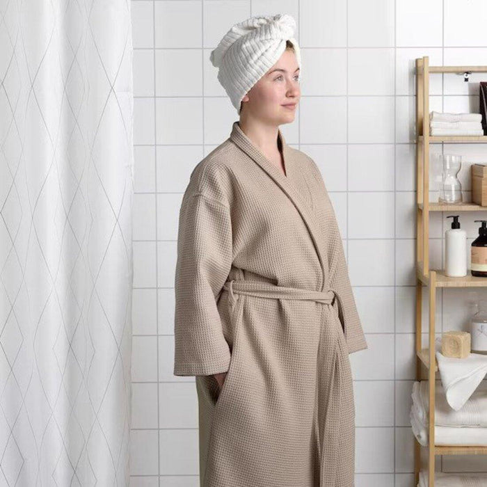 IKEA BJÄLVEN/SKOVELSJÖN Bath robe, beige, S/M with Slippers, beigeS/M
