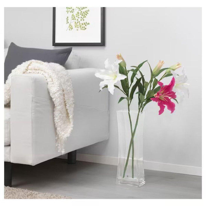 IKEA SMYCKA Artificial flower, Gladiolus/white, 100 cm with SMYCKA Artificial flower, Lily/white, 55CM