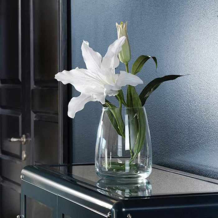 IKEA SMYCKA Artificial flower, Gladiolus/white, 100 cm with SMYCKA Artificial flower, Lily/white, 55CM