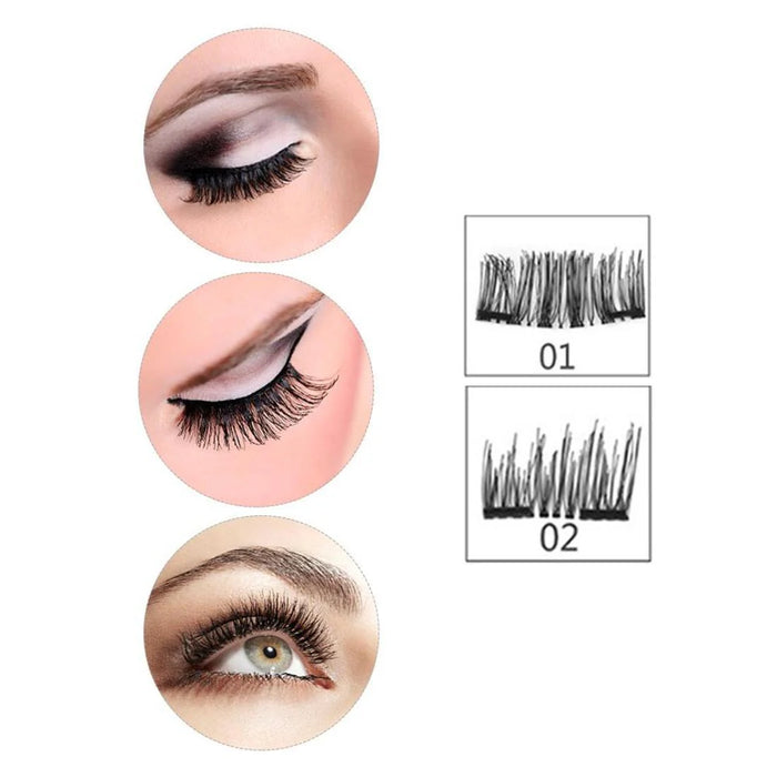 Digital Shoppy Beauty Glam Combo – 8PCS 3D Magnetic Eyelashes with Magic Color Changing Lip Balm