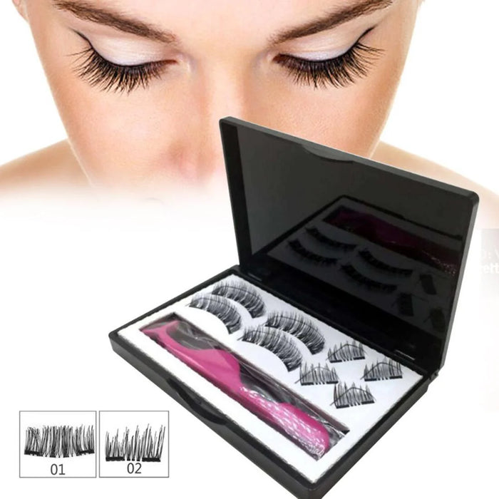 Digital Shoppy Beauty Glam Combo – 8PCS 3D Magnetic Eyelashes with Magic Color Changing Lip Balm