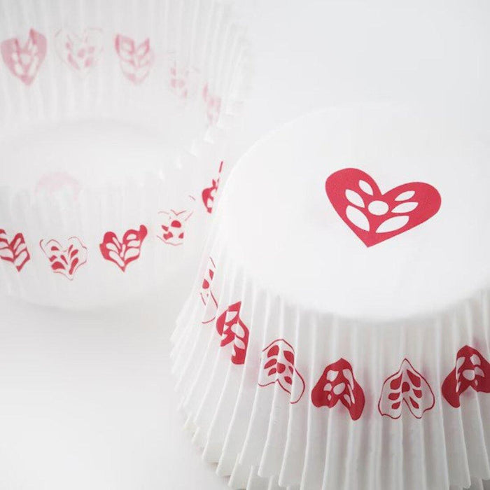 IKEA VINTERFINT Baking cup, paper, heart pattern white white. with SMAKSAM Cake Decoration Set
