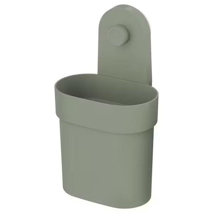 IKEA ÖBONÄS Container with suction cup with Wall shelf with suction cup, grey-green, 28 cm (11 ")