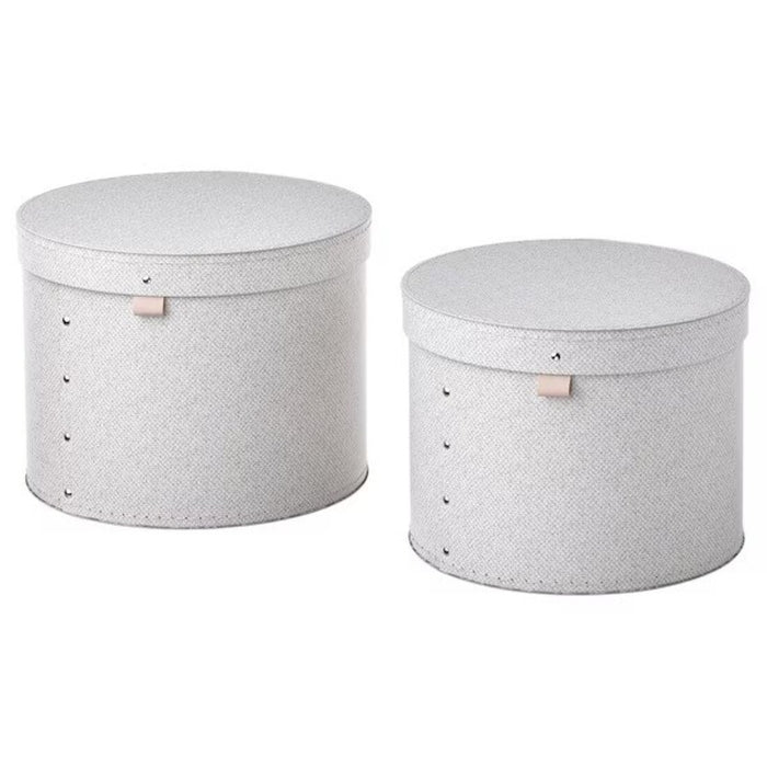 IKEA STUTERI Storage box with lid, set of 2, beige