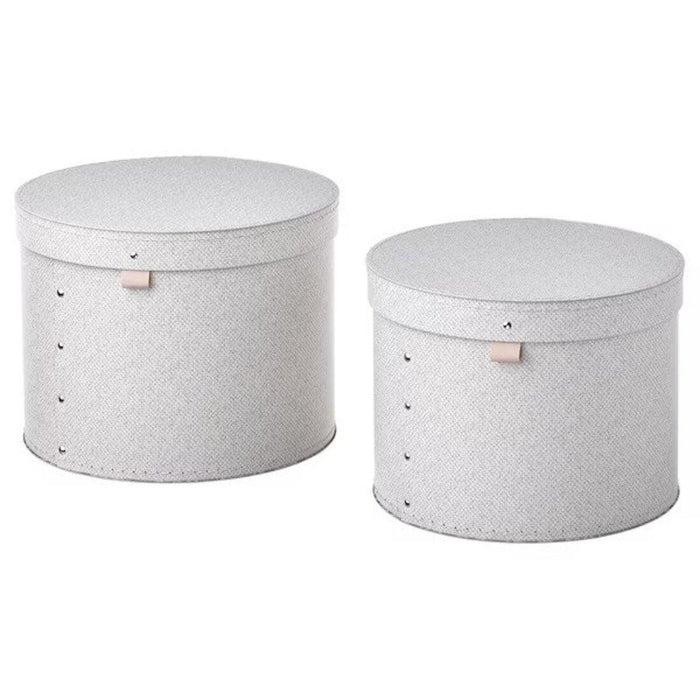 IKEA FJÄDERHARV Magazine file, white with Storage box with lid, set of 2, beige