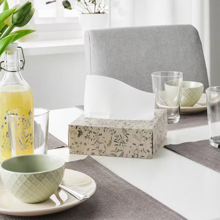 IKEA MÄRIT Table runner ( 1 unit ) and place mat 45x35 ( 2 pack ) with Paper napkin, patterned/flower, 16x32 cm(100 pack)