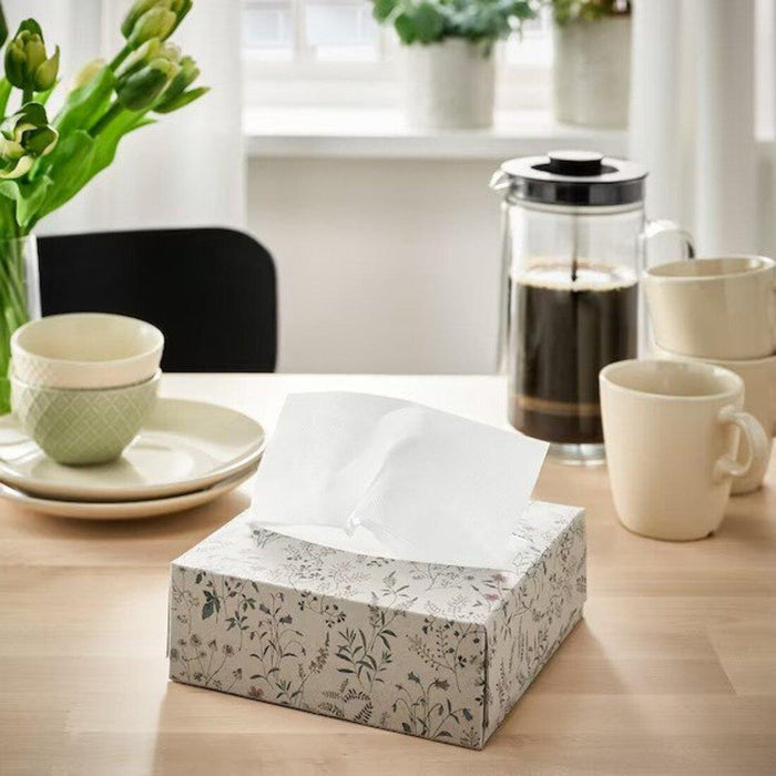 IKEA MÄRIT Table runner ( 1 unit ) and place mat 45x35 ( 2 pack ) with Paper napkin, patterned/flower, 16x32 cm(100 pack)