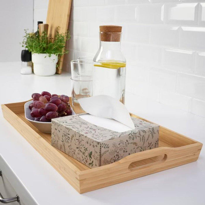 IKEA MÄRIT Table runner ( 1 unit ) and place mat 45x35 ( 2 pack ) with Paper napkin, patterned/flower, 16x32 cm(100 pack)