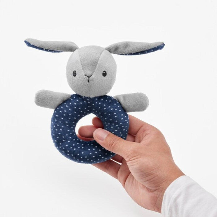IKEA GULLIGAST Rattle, grey/blue with SKÖTSAM Cover for babycare mat, blueberry patterned/white83x55 cm