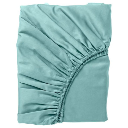An IKEA fitted sheet in a soft, rey-turquoise, 140x200 cm 10486572