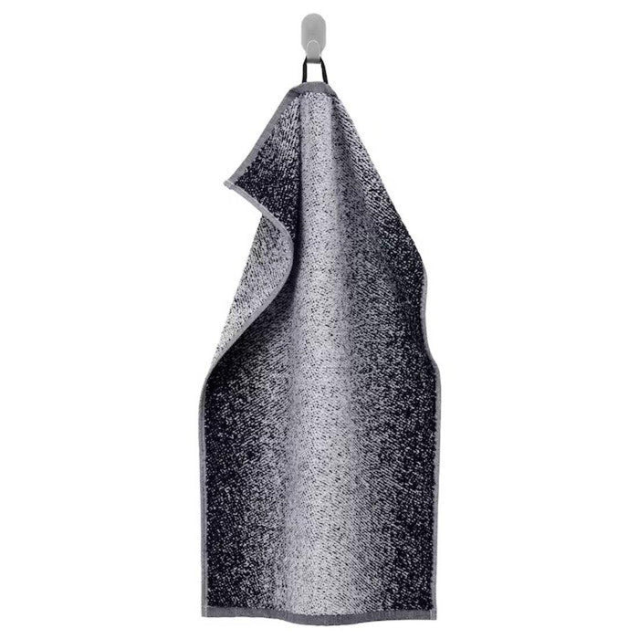 IKEA BROKGINST Bath towel, white, 70x140 cm with NYCKELN Hand towel, white/dark blue, 40x70 cm