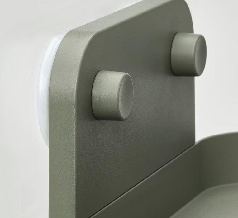 IKEA ÖBONÄS Container with suction cup with Wall shelf with suction cup, grey-green, 28 cm (11 ")