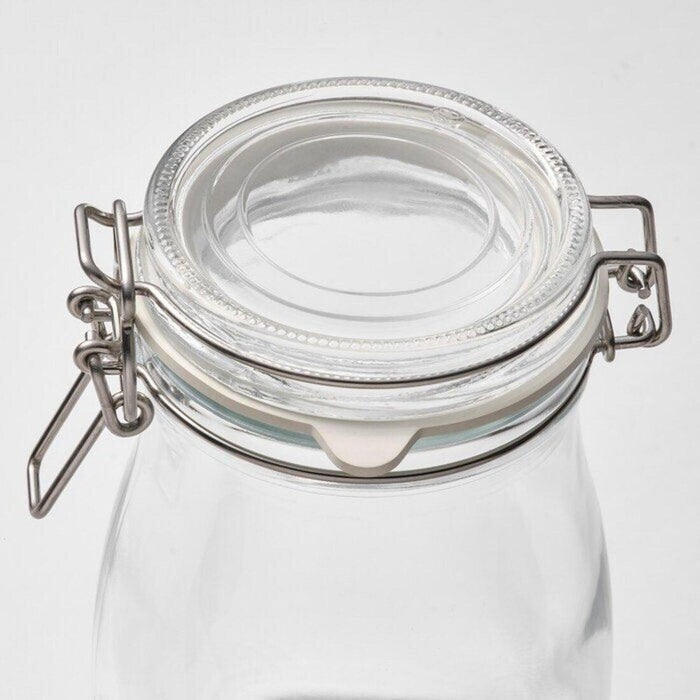 Ikea KORKEN Bottle-shaped jar with lid, clear glass, 0.4 l with Label with string, set of 9, white