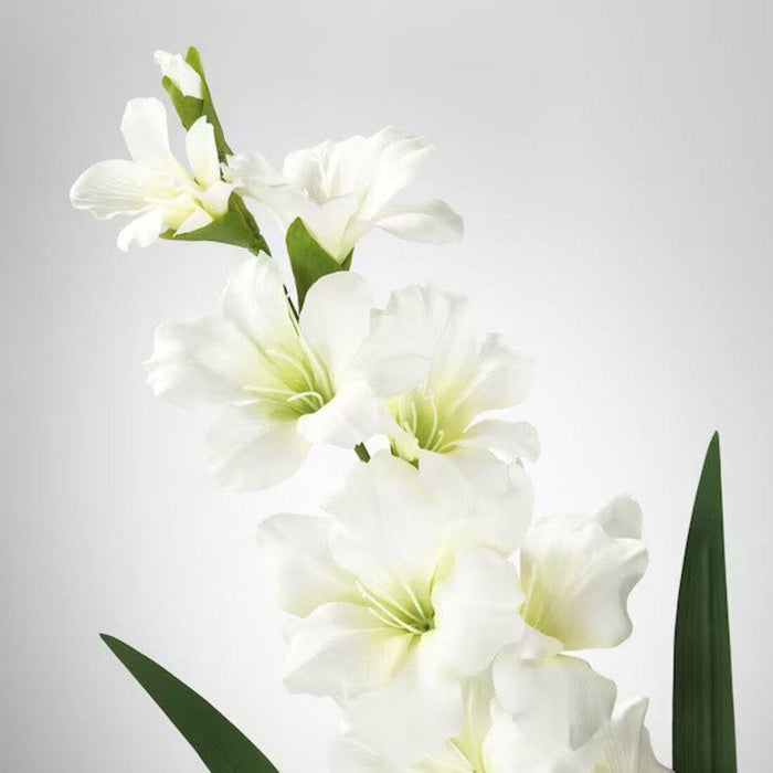 IKEA SMYCKA Artificial flower, Gladiolus/white, 100 cm with SMYCKA Artificial flower, Lily/white, 55CM