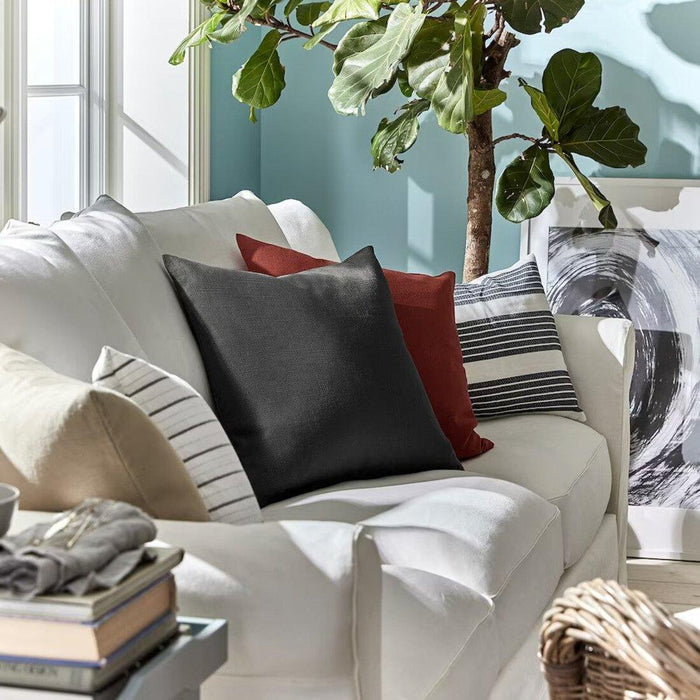 IKEA FIALISA Cushion pad, white 50x50 cm with Cushion cover, black-grey 50x50 cm