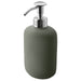 IKEA  EKOLN Soap dispenser with a matte green cylindrical body, rounded edges, and a silver metallic pump mechanism on top. Ideal for bathroom or kitchen use  -60496795, 00496798, 30496792